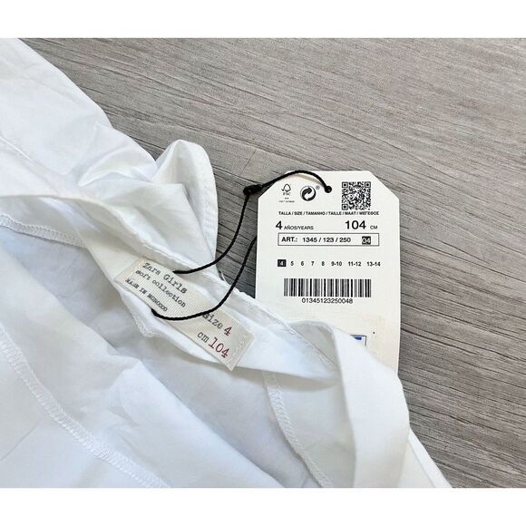 NWT! Zara Girls Flutter White Blue Ruffle Tank Top Sz 4 - Picture 3 of 4